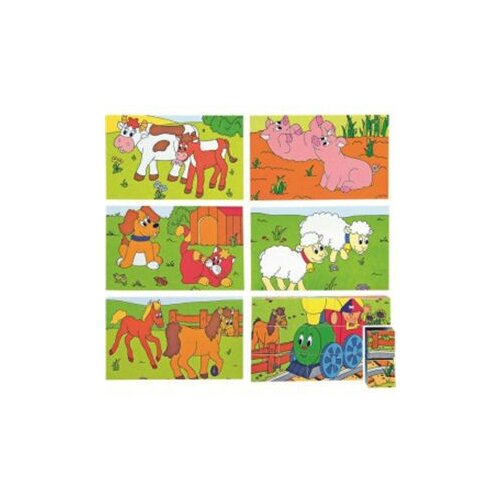 Woody puzzle- Srećan Maša i životinjska farma 3x5 93004 Slike