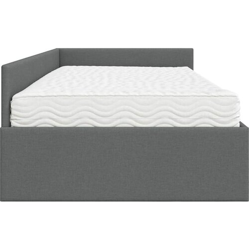  Kutni krevetni okvir s madracem Ostalo 2 pcs Siva tkanina Slike