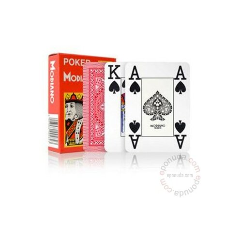 Pokerpik Modiano 4 Jumbo Index Cristallo Crvene Slike