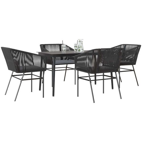  5-dijelni vrtni blagovaonski set s jastucima od crnog Cene