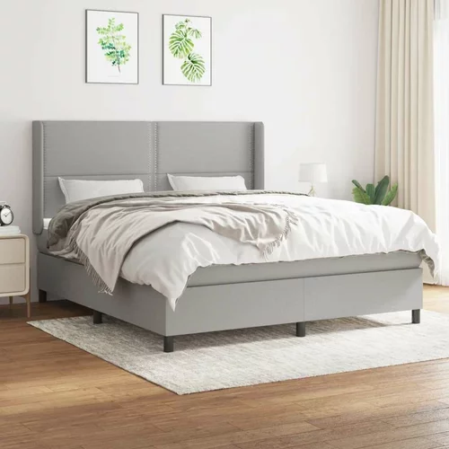  Box spring postelja z vzmetnico svetlo siva 160x200 cm žamet, (20898793)