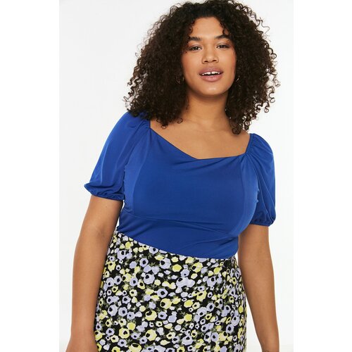 Trendyol Curve Saks Sleeve Detail Knitted Blouse Slike