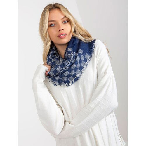 Fashion Hunters Women's navy blue and white winter scarf with wool Slike