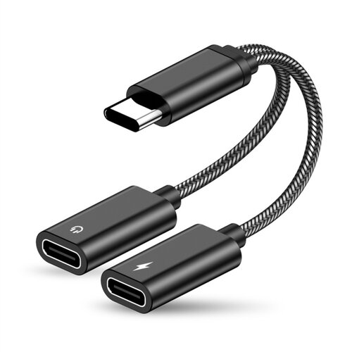 INF USB-C avdio adapter Type-C na USB-C 60W, aluminij, pleten, črn, (5000276796) Cene