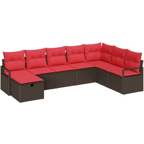 vidaXL Vrtna sedežna garnitura z blazino 8 pcs Rjava Poly ratan, (5000021099) Cene