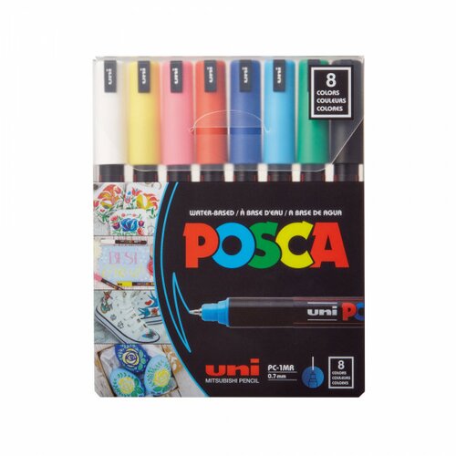 UNI-BALL Paint marker Uni POSCA PC-1MR 1/8 osnovne boje Slike