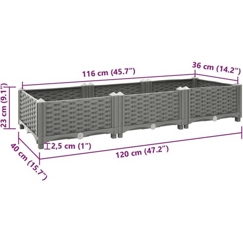  Povi&amp;scaron;ena gredica 120x40x23 cm od polipropilena Slike