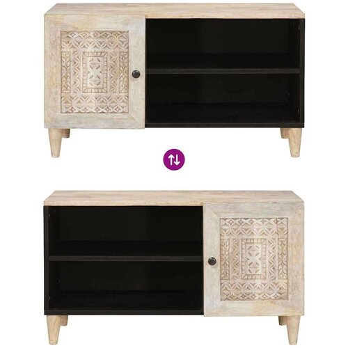 VidaXL tv ormar s policom bijelo 80 x 33 x 46 cm masivno drvo manga Slike