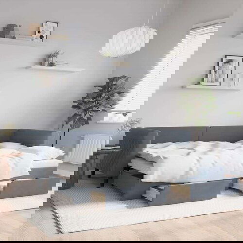 VidaXL Izvlečna dnevna postelja s predali temno siva 90x200 cm žamet Slike
