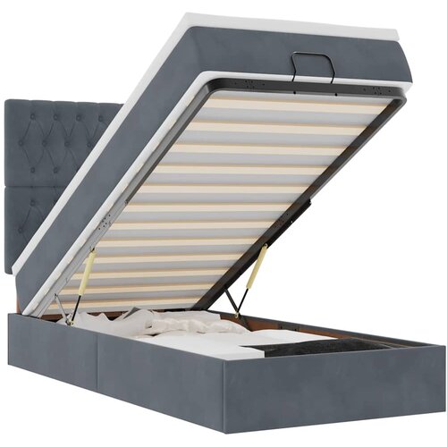 Maison Chic Otomanski Posteljni okvir - Enojna postelja - Postelja za odrasle z vzmetnicami siv 90x190cm žamet-J2100, (21761871) Cene