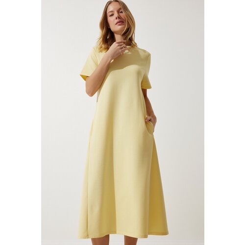  Women's yellow a-line summer combed cotton dress Cene