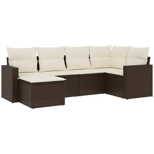  6-dijelni set vrtnih sofa od poliratana s jastucima smeđi Slike