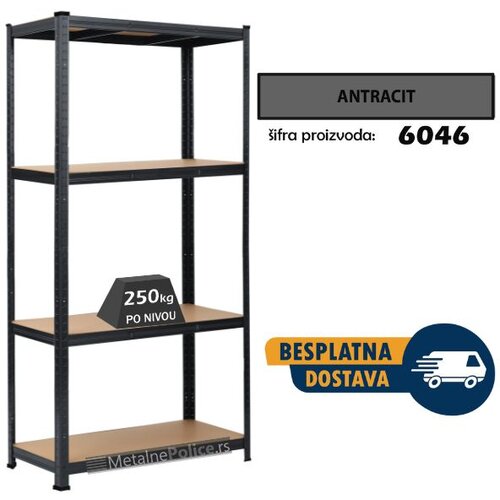 Polica metal-medijapan 180x150x60cm 4x250kg antracit Slike