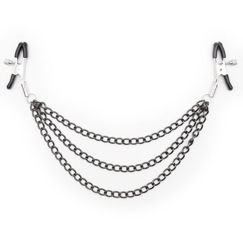 Ohmama Fetish Black Nipple Clamps with Multi Chains Slike