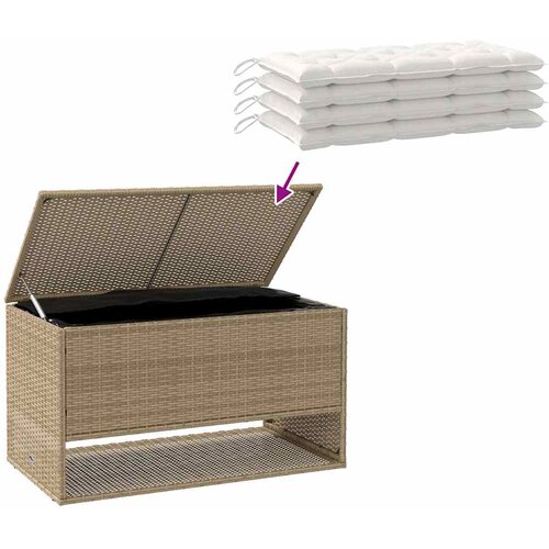  Vanjska kutija za jastuke bež 100x55x55,5 cm poli ratan Slike