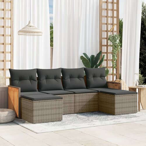 vidaXL 6-dijelni set vrtnih sofa od poliratana s jastucima sivi Cijene