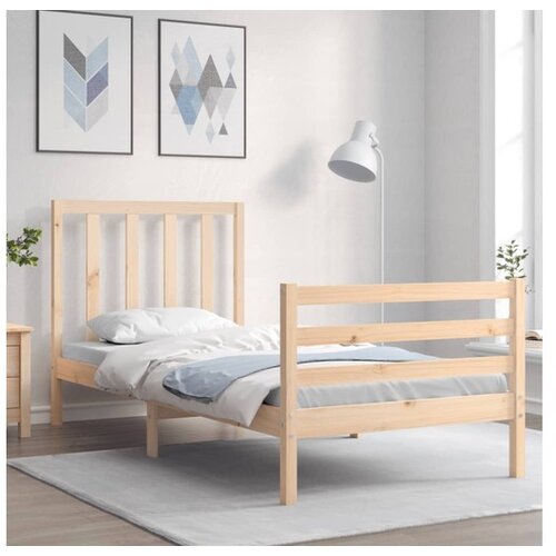 vidaXL Okvir kreveta s uzglavljem 2FT6 mali jednokrevetni masivno drvo Cijene