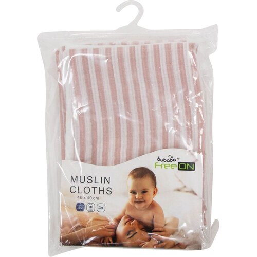Bubaba by FreeON tetra krpice muslin 4/1 črte, 40 x 40 cm pink Slike