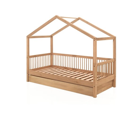 Vipack Dječji krevet od punog hrasta u obliku kućice/s dodatnim ležajem 90x200 cm u prirodnoj boji Forrest &amp;ndash; Slike