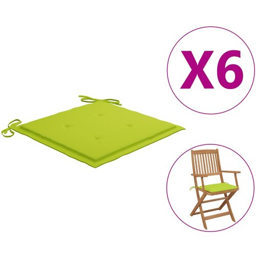 VidaXL Jastuci za vrtne stolice 6 kom zeleni 40 x 40 x 3 cm od tkanine Slike