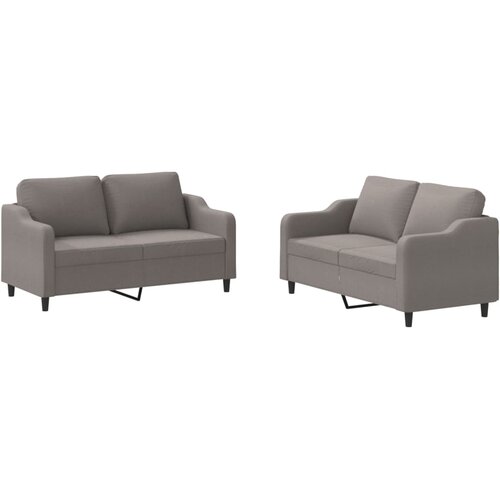  2-dijelni set sofa s jastucima smeđesivi od tkanine Slike