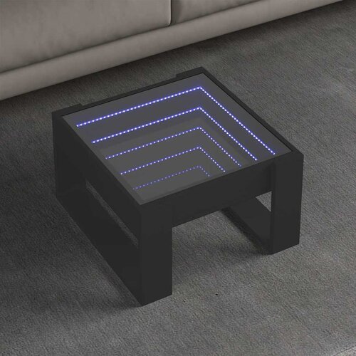  Stolić za kavu s beskonačnim LED svjetlima crni 50x53x30 cm Cene