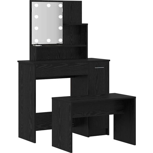  LED Set Toaletnog Stola 2 pcs Crni hrast Konstruirano drvo Slike