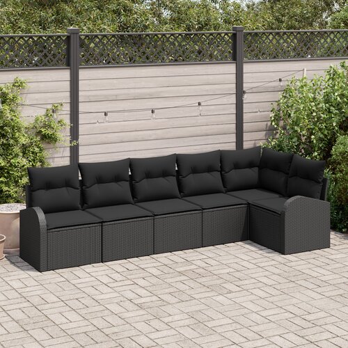 VidaXL 6-dijelni set vrtnih kauča s jastucima Crni Poly rattan Slike