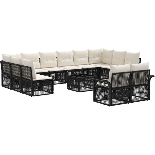 vidaXL Vrtna sedežna garnitura 13 pcs Črna poli ratan, (5000270230) Cene