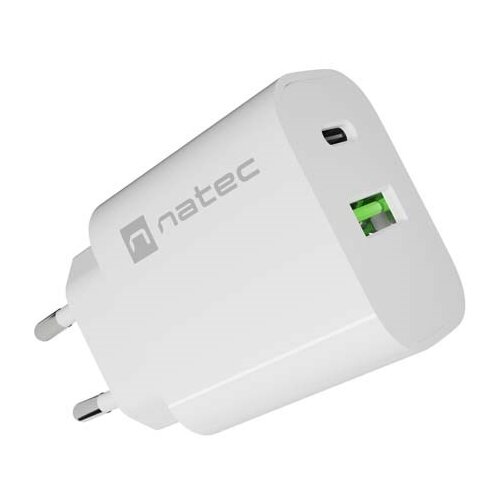 Natec WALL CHARGER RIBERA 1X USB-A + 1X USB-C 20W WHITE Slike