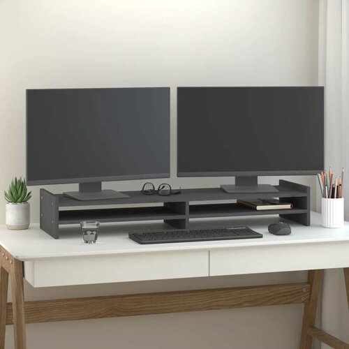  Stalak za monitor sivi 100x27x15 cm od masivne borovine Cijene