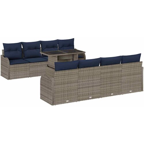 vidaXL Vrtna sedežna garnitura z blazino 7 pcs Siva Poly ratan, (5000063319) Cene