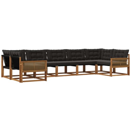 vidaXL Zunanja garnitura za sedenje z blazino 7 pcs Naravna in črna, (5000272971) Cene