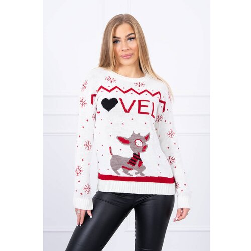 Kesi Christmas sweater with the inscription ecru Slike