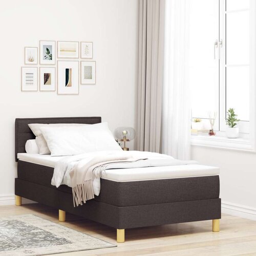 Box Spring Krevet s madracem i LED-om Tamnosmeđi 90x190 cm Tkanina Cijene