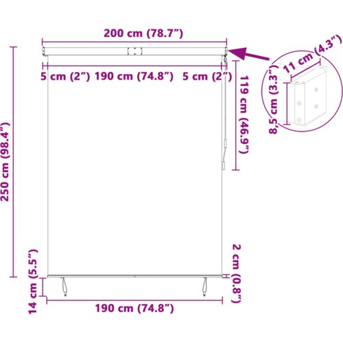  Vanjska Roleta Prugasti Podesiva Žuta i plava 200 x 250 cm tkanina Slike