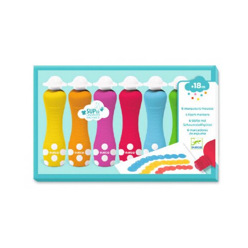 Djeco 6 Foam Markers pjenaste boje s aplikatorom 18m+ 6 kom Slike