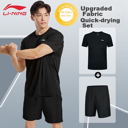 Li-Ning Mu&amp;scaron;ki set, Majica i &amp;scaron;orts, Crni Slike