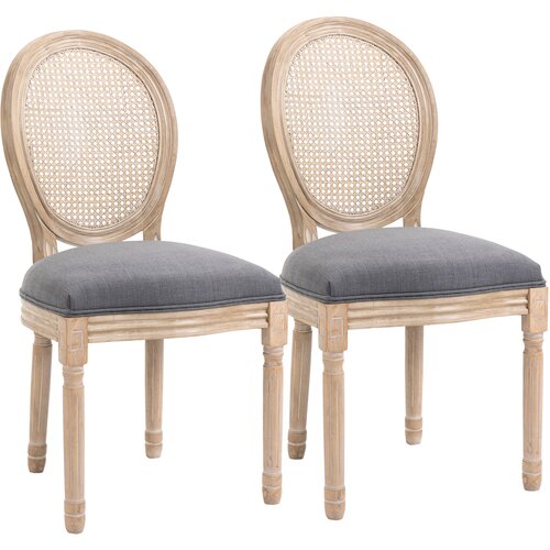 HOMCOM Jedilni stol, poliester, gumijev les 49D x 56&Scaron; x 96V cm, siva, (5000242692) Cene