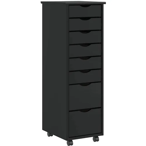 vidaXL Rolling Cabinet s predali MOSS Black Masivni les borovega lesa