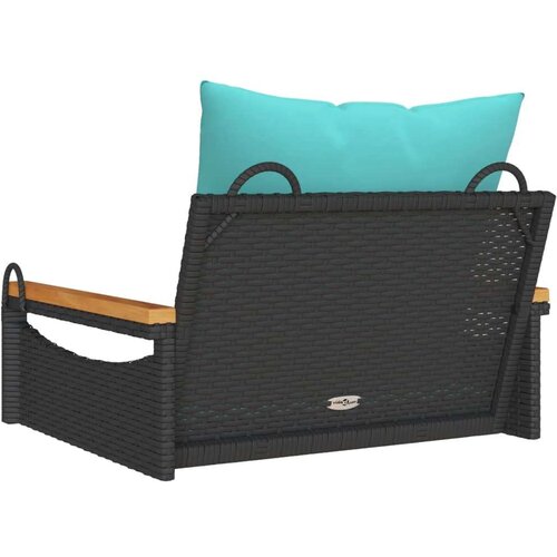  Klupa za ljuljanje s jastucima crna 63x62x40 cm od poliratana - Crna 63 x 62 x 40 cm 1 Nasloni za ruke okruglog dizajna Slike