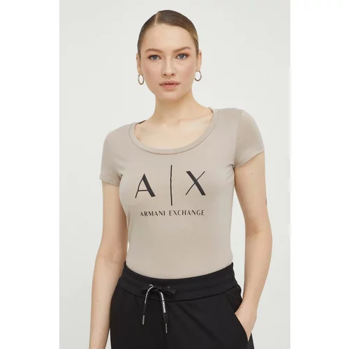 Armani Exchange Pamučna majica za žene, boja: bež