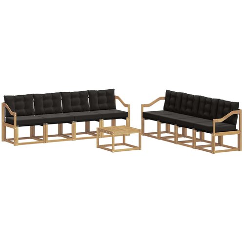 vidaXL Zunanja garnitura za sedenje z blazino 9 pcs Bela in črna, (5000271279) Cene