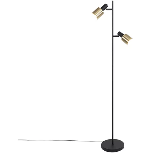 QAZQA Dizajnerska stoječa svetilka črna z zlatimi 2 lučkami - Stijn