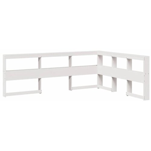 Maison Chic knjižnica vzglavna omarica - nočna omarica - posteljna omarica l-oblike bela 135 cm trdna borovina, (21711343) Cene