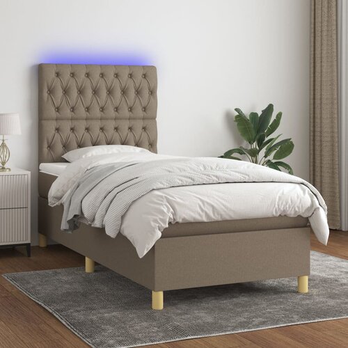 The Living Store Box spring postelja z vzmetnico LED taupe 100x200 cm blago - Box Spring Postelja, (21519247) Cene