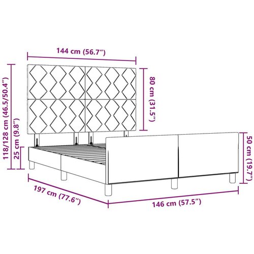 vidaXL Krevet Okvir Svjetlosiva 140x190 cm Baršun Cene