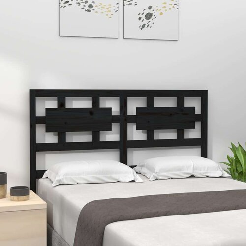  Uzglavlje za krevet crno 205 5 x 4 x 100 cm od masivne borovine Slike