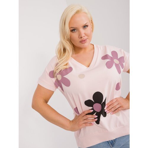 Fashion Hunters Light pink cotton blouse plus size Slike