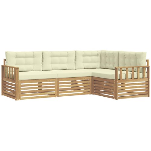 vidaXL Zunanja garnitura za sedenje 5 pcs Bela in krem Poliester, (5000279519) Cene